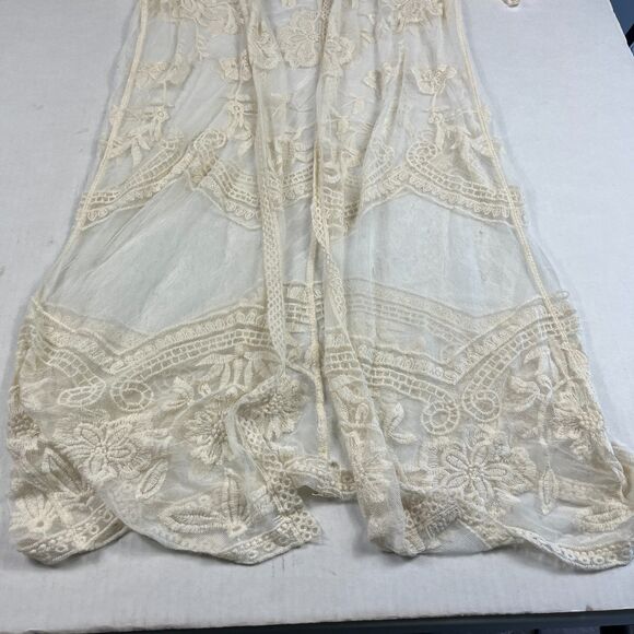 Ember Boho Lace Embroidered Kimono Duster Sheer Festival Cover Up Romantic L - Picture 2 of 9